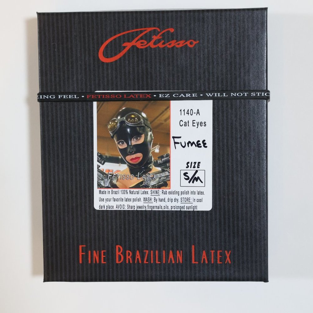 Fetisso Chlorinated Cat Eye Latex Hood Mask S/M Fumee (Transparent Smokey Black)